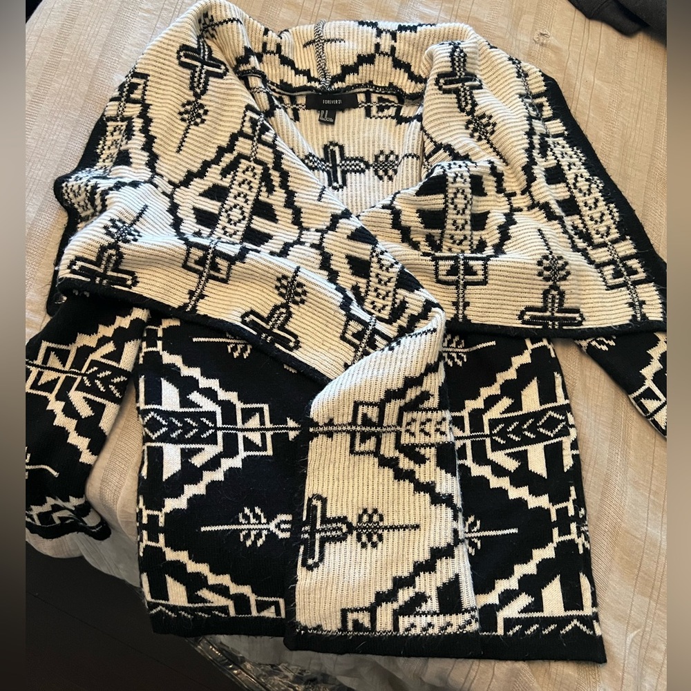 Aztec print wrap sweater